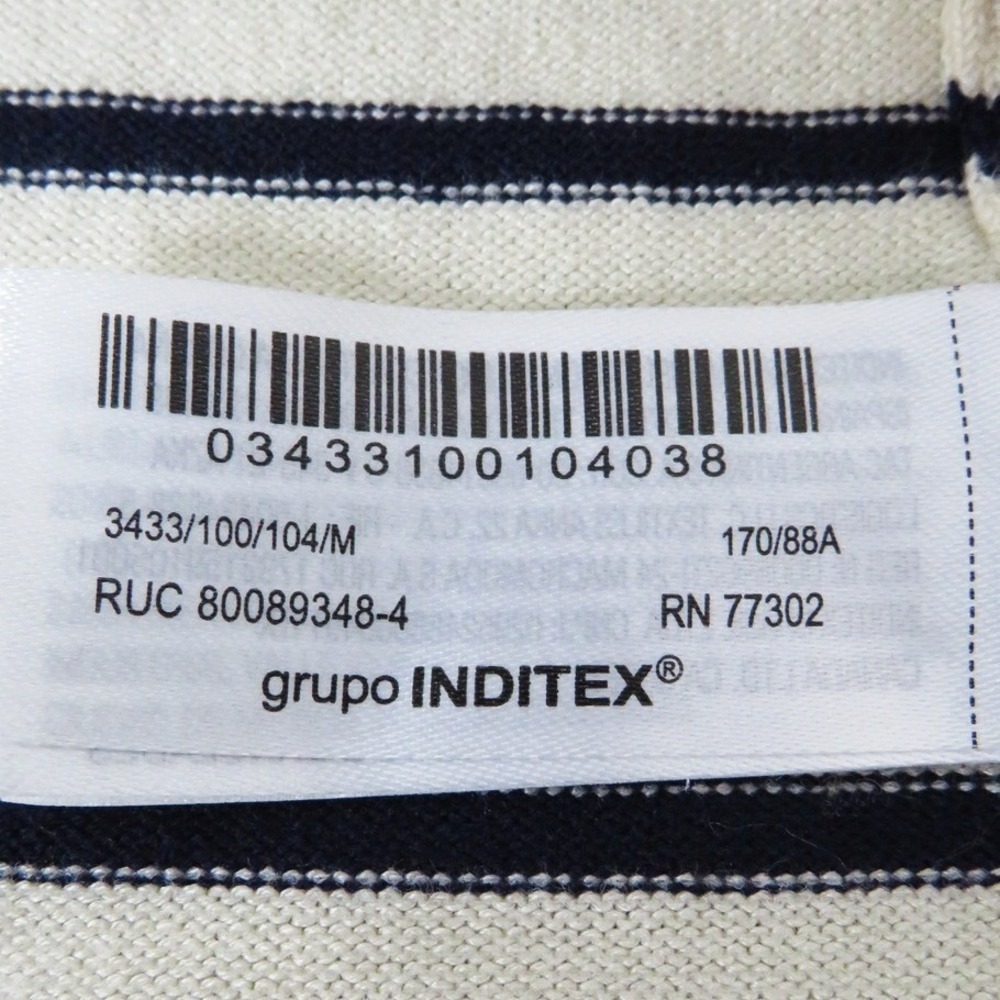 Zara Cream & Navy Stripe Ruffle Trim Cardigan Medium Button Front Bangladesh - Picture 10 of 12
